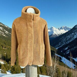 Billabong Rust Orange Brown Sherpa Fleece Casual Jacket Snaps Size Medium